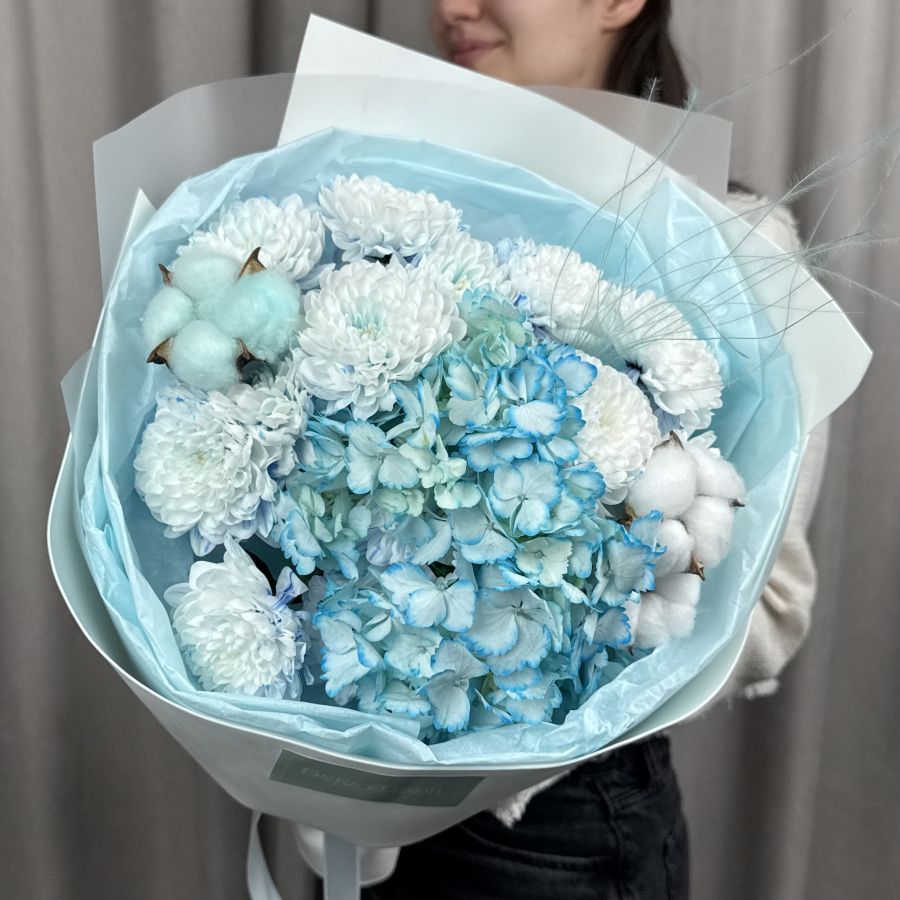 Голубой букетик с хлопком