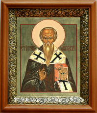 Икона Иоанн Милостивый в киоте с басмой Виноградная Лоза (UV-печать)(33087)