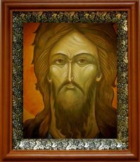Икона Иоанн Предтеча в киоте с басмой Виноградная Лоза (UV-печать)(30448)