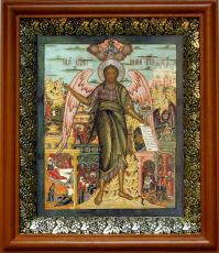 Икона Иоанн Предтеча Ангел Пустыни в киоте с басмой Виноградная Лоза (UV-печать)(30451)