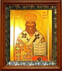 Икона Иоанн Рижский в киоте с басмой Виноградная Лоза (UV-печать)(30455)