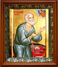 Икона Иоанн Тульский в киоте с басмой Виноградная Лоза (UV-печать)(30460)