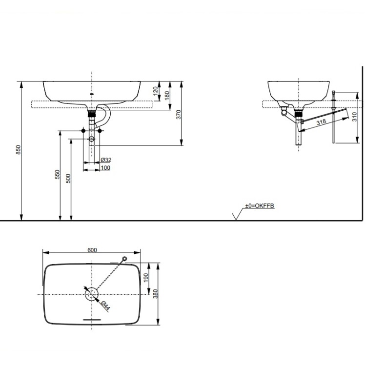 Накладная раковина TOTO CE PJS06WEE#MW 60х37 ФОТО