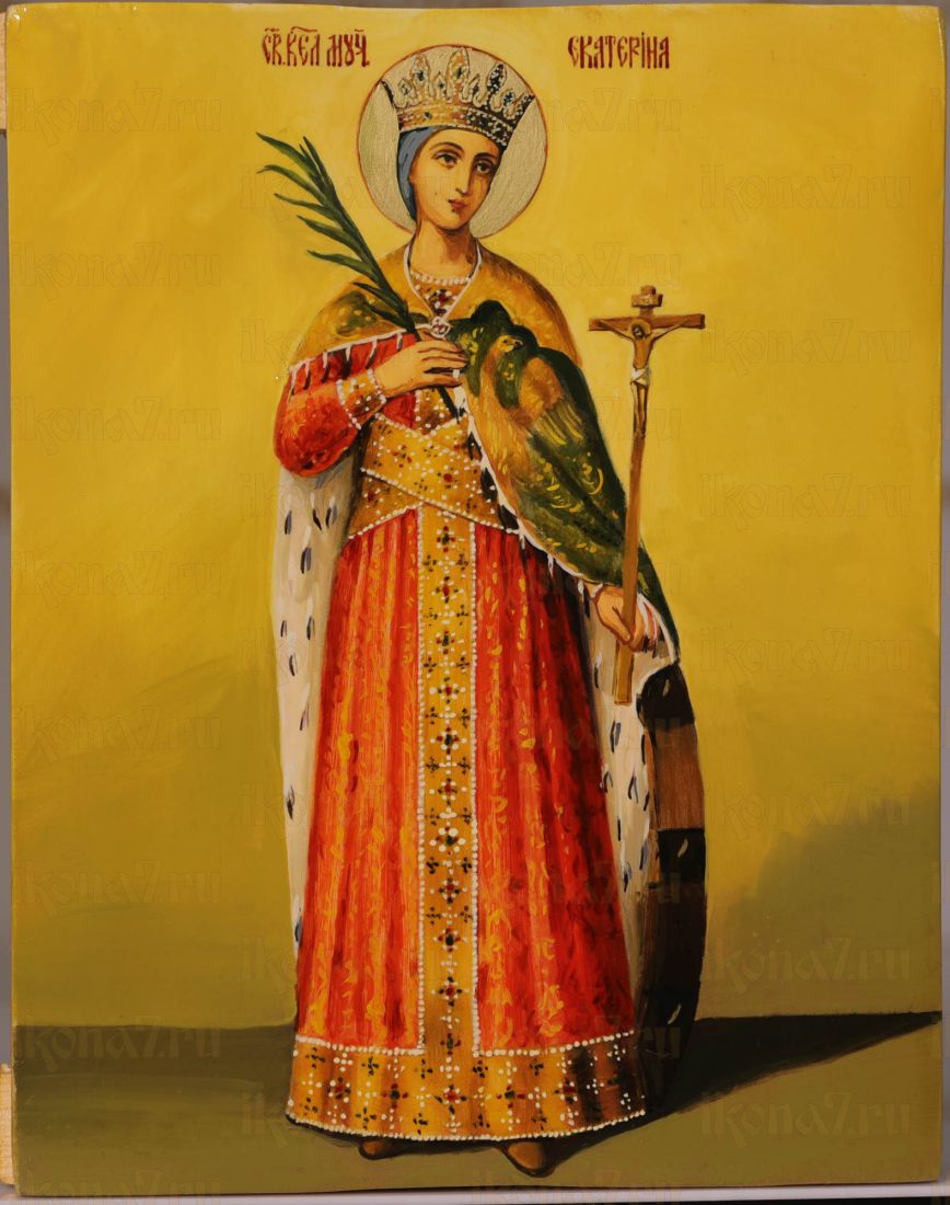 Рукописная икона Великомученица Екатерина Александрийская 17х21см (масло)
