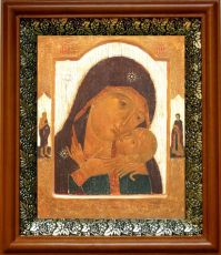 Корсунская икона Божьей Матери в киоте с басмой Виноградная Лоза (UV-печать)(30536)