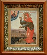 Икона Ксения Петербургская в киоте с басмой Виноградная Лоза (UV-печать)(33096)