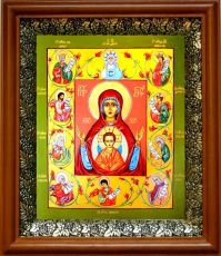 Курская-Коренная икона Божьей Матери в киоте с басмой Виноградная Лоза (UV-печать)(30549)