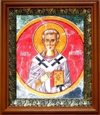 Икона Лазарь Четверодневный в киоте с басмой Виноградная Лоза (UV-печать)(30554)