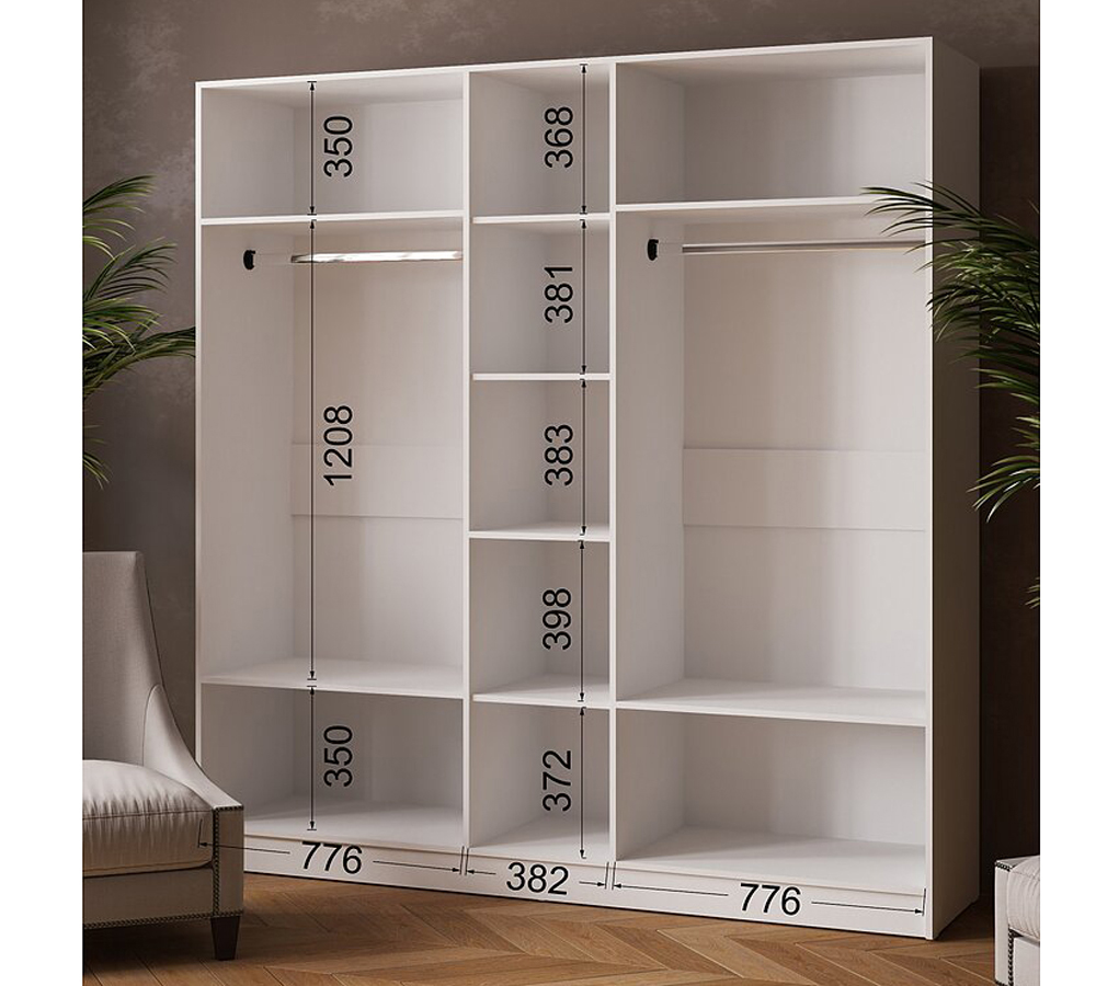 Шкаф комбинированный Ларс (2,0) с зеркалом