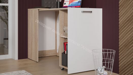 Стол письменный Тип 1 «Бостон» Дуб Сонома, Белый Ясень