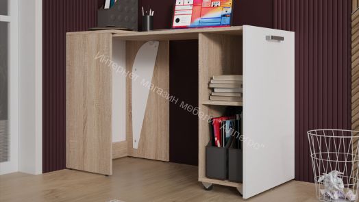 Стол письменный Тип 1 «Бостон» Дуб Сонома, Белый Ясень