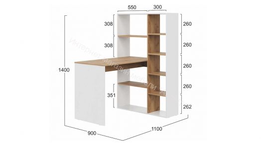 Стол письменный тип 16 Белый Ясень, Дуб Крафт золотой
