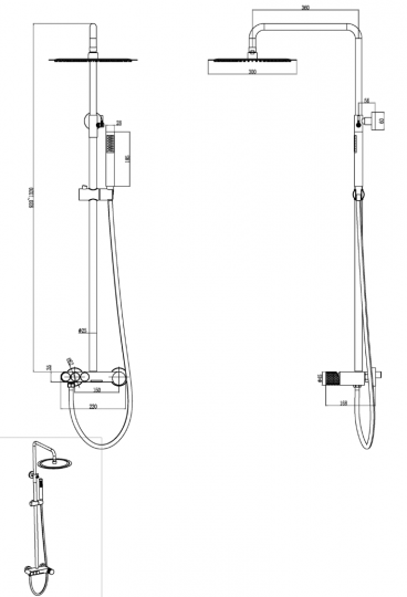 Душевая стойка с ручкой Diamond Boheme Stick 128 схема 14
