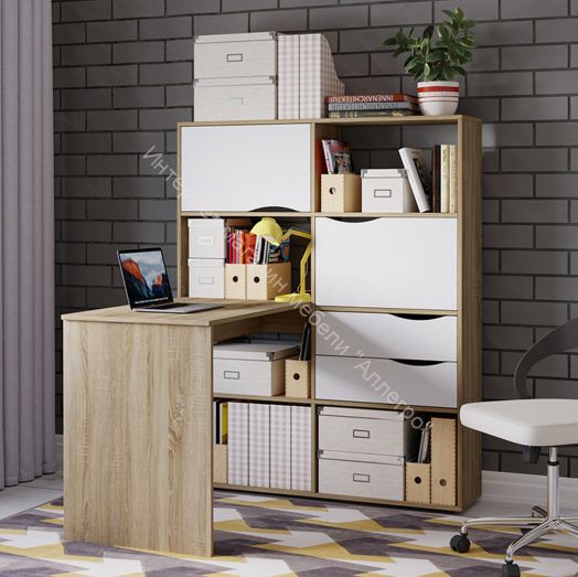 Стол письменный тип 7 Дуб Сонома, Белый Ясень