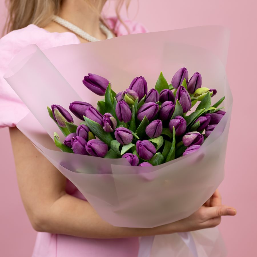 Тюльпаны фиолетовые в упаковке (от 15 шт)