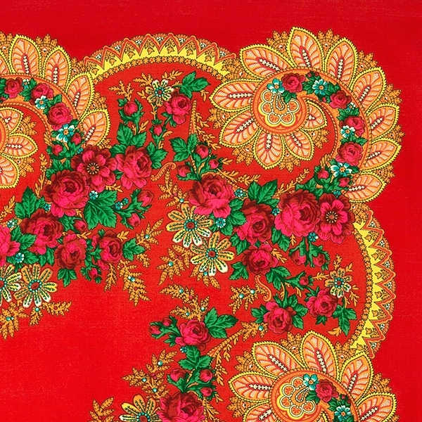 Платок павловопосадский 110*110 см Цветочный веер [05]