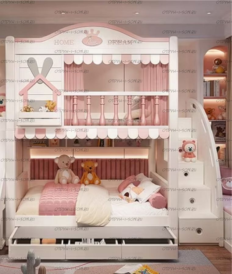 Кровать двухъярусная Замок Принцесса №12 Wood