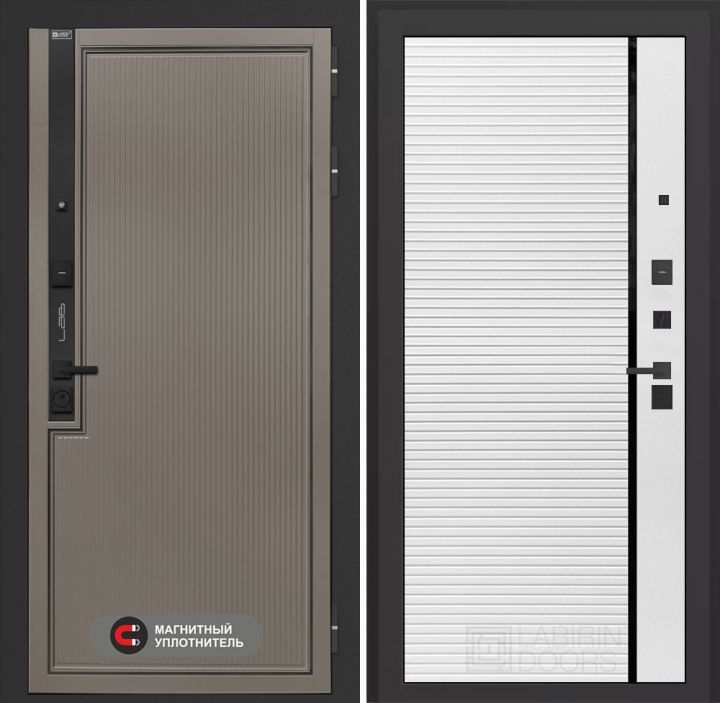 Входная дверь Лабиринт Лаб 1 Про - 22 Белый софт черная вставка