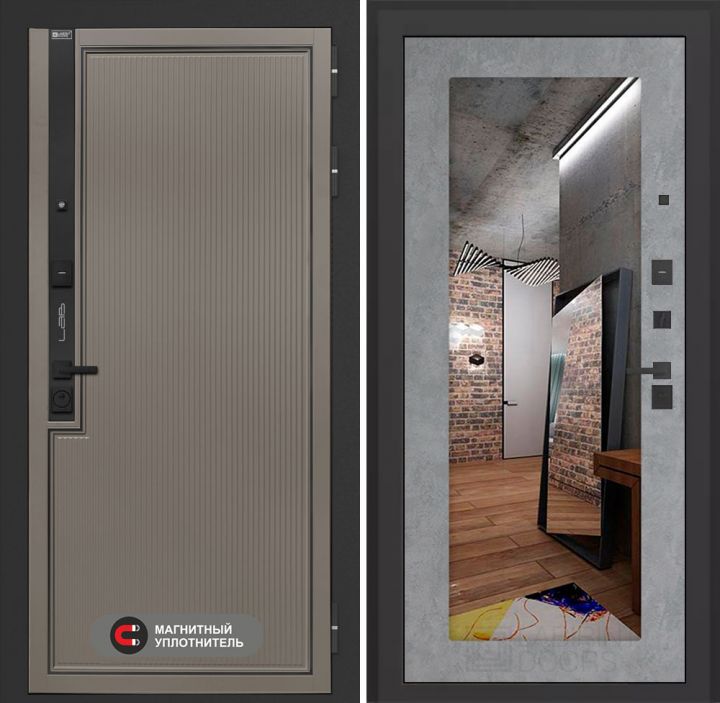 Входная дверь Лабиринт Лаб 1 Про - Зеркало 18 Бетон светлый