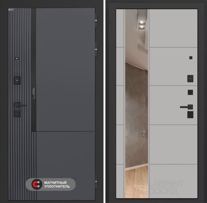 Входная дверь Лабиринт Лаб 2 Про - Зеркало 19 Грей софт