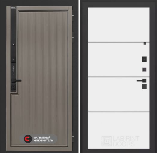 Входная дверь Лабиринт Лаб 1 Про - 25 Белый софт (черная вставка)