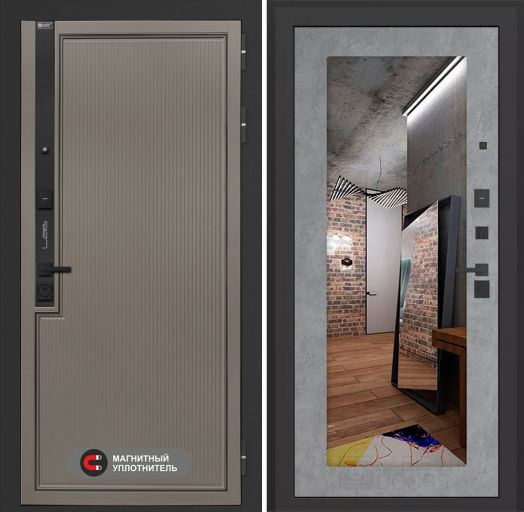 Входная дверь Лабиринт Лаб 1 Про - Зеркало 18 Бетон светлый