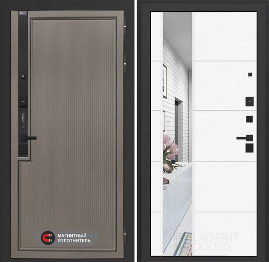 Входная дверь Лабиринт Лаб 1 Про - Зеркало 19 Белый софт