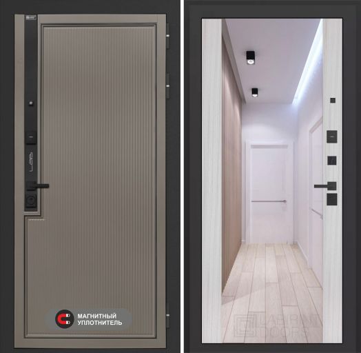 Входная дверь Лабиринт Лаб 1 Про - Зеркало максимум Сандал белый