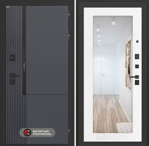 Входная дверь Лабиринт Лаб 2 Про - Зеркало 18 Белое дерево