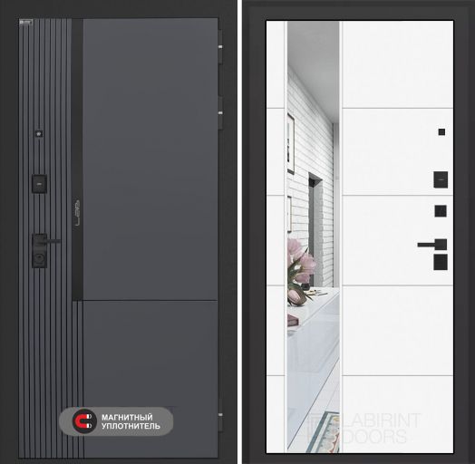 Входная дверь Лабиринт Лаб 2 Про - Зеркало 19 Белый софт