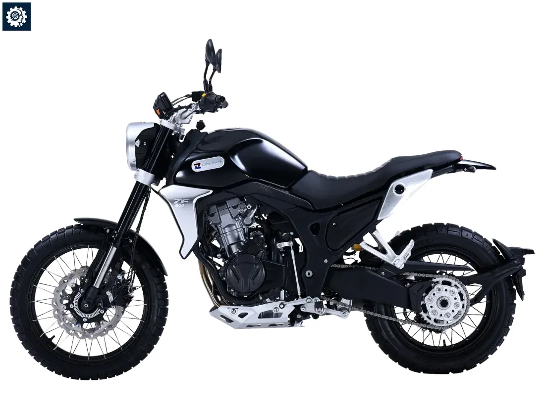 KOVE 500F WILD вид слева и спицованные колеса