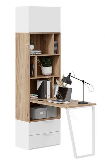 Шкаф комбинированный (366) со столом «Порто» Исп.2 - СМ-393.07.200 Белый Жемчуг, Яблоня Беллуно, Белый софт