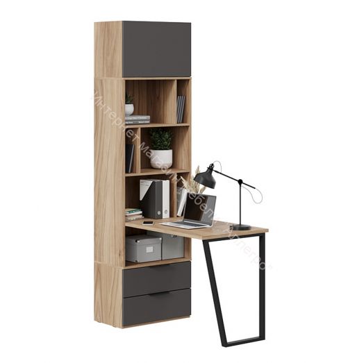 Шкаф комбинированный (366) со столом «Порто» Исп.2 - СМ-393.07.200 Яблоня Беллуно, Графит софт