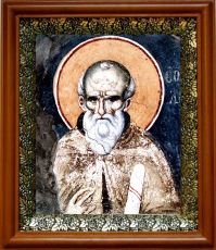 Икона Максим Исповедник в киоте с басмой Виноградная Лоза (UV-печать)(30582)