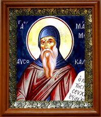 Икона Максим Кавсокаливит в киоте с басмой Виноградная Лоза (UV-печать)(30583)