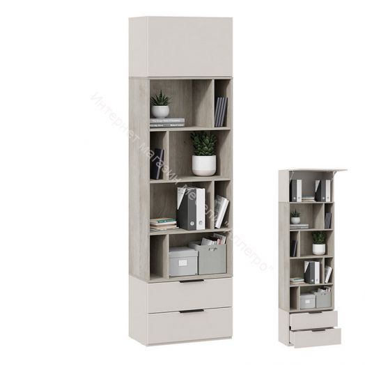 Шкаф комбинированный (366) «Порто» Исп.2 - ТД-393.07.20 Исп.2 Кашемир матовый, Баттл Рок, Кашемир сатин