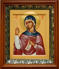 Икона Маргарита Антиохийская в киоте с басмой Виноградная Лоза (UV-печать)(30587)