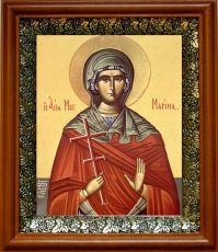 Икона Марина Антиохийская в киоте с басмой Виноградная Лоза (UV-печать)(30592)
