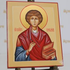 Пантелеймон Целитель 17х21 см (рукописная икона, нимб-сусальное золото)(Вариант 2)