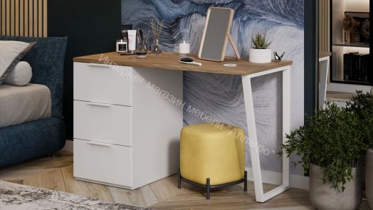 Стол письменный с тумбой универсальной «Порто» - СМ-393.15.011 Белый Жемчуг, Яблоня Беллуно, Белый софт