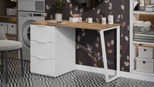 Стол письменный с тумбой универсальной «Порто» - СМ-393.15.011 Белый Жемчуг, Яблоня Беллуно, Белый софт