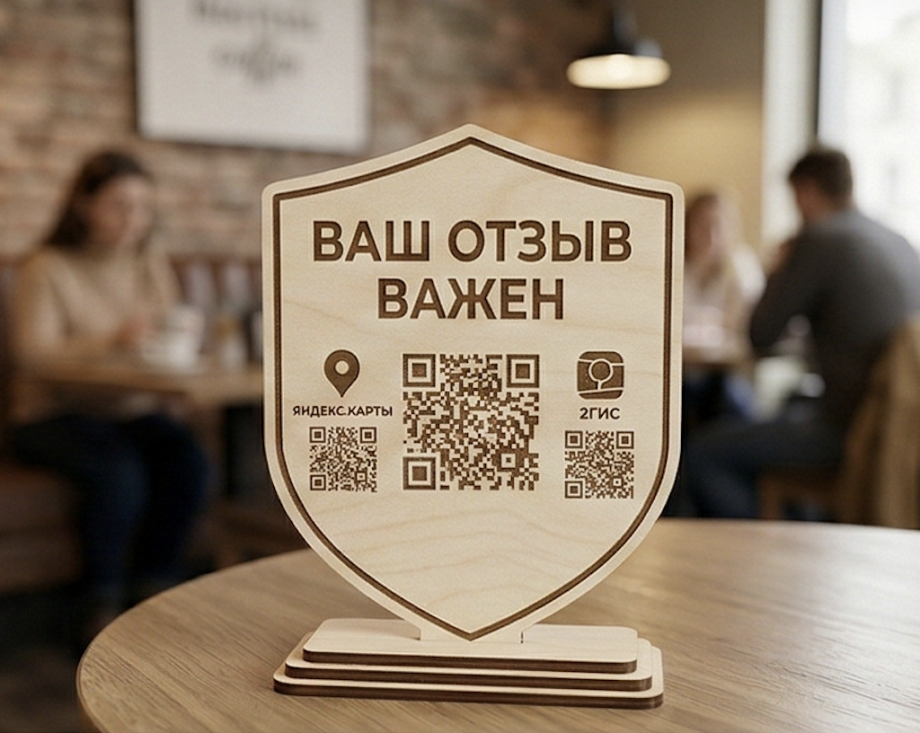 Табличка QR-отзывы Яндекс/2ГИС на стол