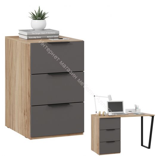 Тумба универсальная «Порто» (для стола) - ТД-393.15.01-11 Яблоня Беллуно, Графит софт