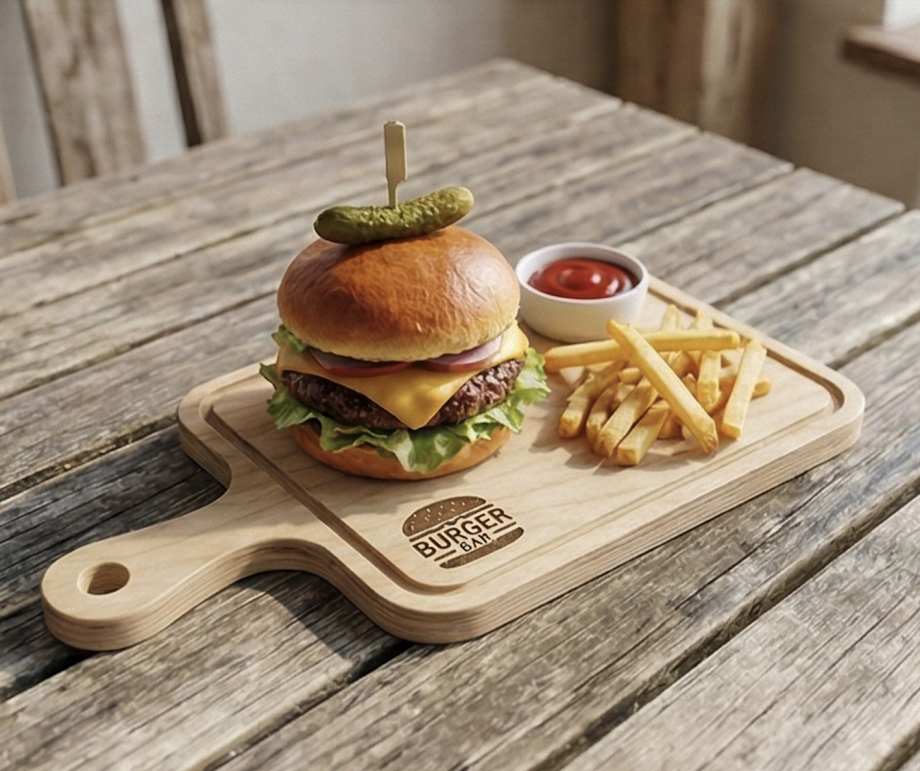 Доска для подачи бургеров (с ручкой)