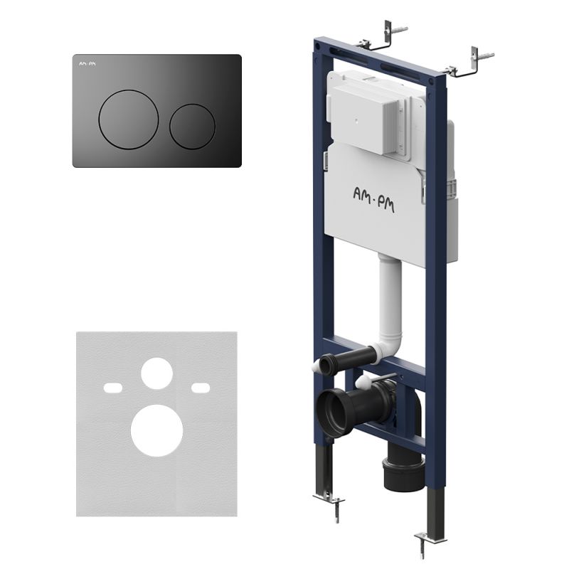 Инсталляция AM.PM MasterFit для подвесного унитаза с клавишей L, мат.черный I012713.0138
