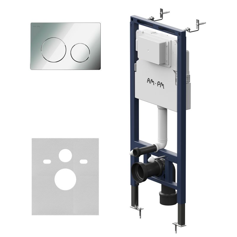 Инсталляция AM.PM MasterFit для подвесного унитаза с клавишей L, хром глянц I012713.0151