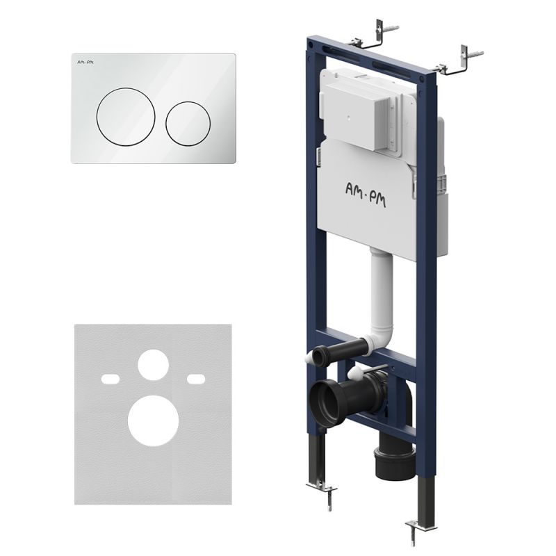 Инсталляция AM.PM MasterFit для подвесного унитаза с клавишей L, бел глянц I012713.0101