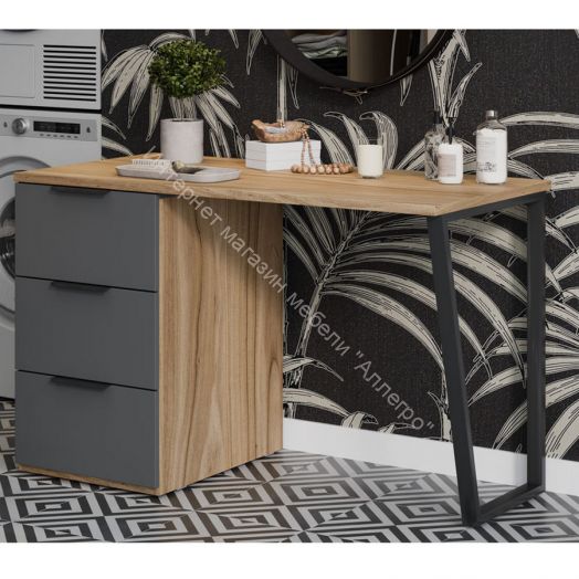 Стол письменный с тумбой универсальной «Порто» - СМ-393.15.011 Яблоня Беллуно, Графит софт