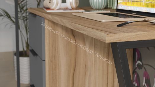 Стол письменный с тумбой универсальной «Порто» - СМ-393.15.011 Яблоня Беллуно, Графит софт