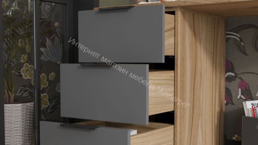 Стол письменный с тумбой универсальной «Порто» - СМ-393.15.011 Яблоня Беллуно, Графит софт